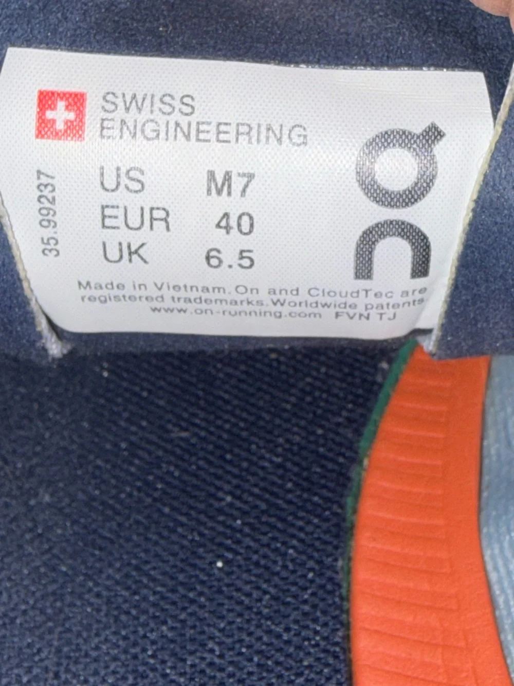 On Running Men’s Athletic Shoes - Blue with Orange Accents
